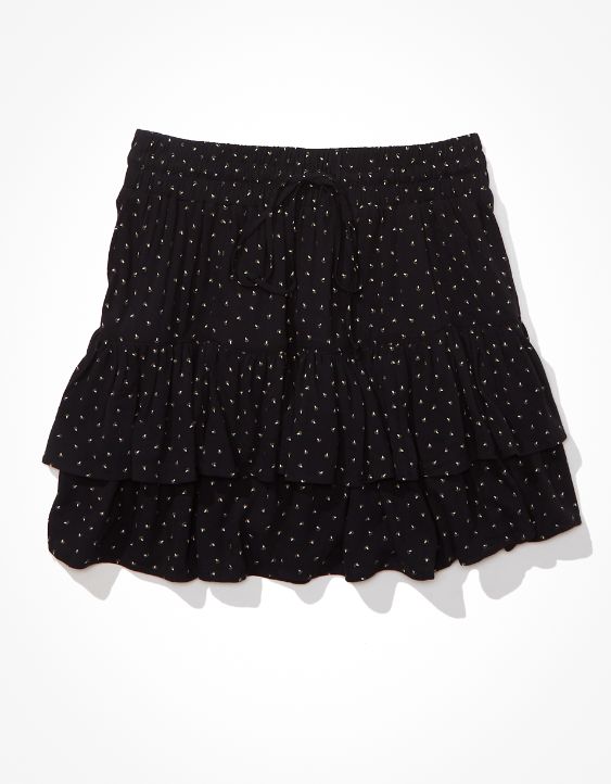 AE Tiered Ruffle Tie-Waist Floral Mini Skirt