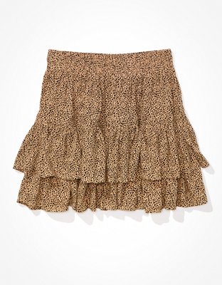 AE Tiered Ruffle Tie-Waist Printed Mini Skirt