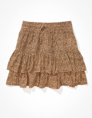 AE Tiered Ruffle Tie-Waist Printed Mini Skirt