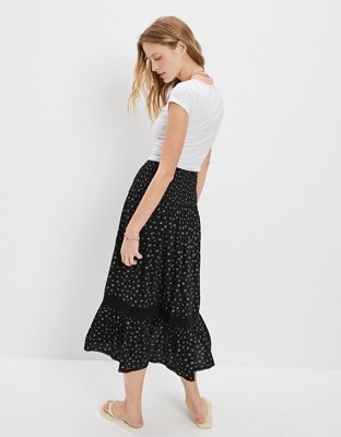 Женские юбки American Eagle AE Floral Smocked Waist Hi-Lo Midi Skirt — фото 2