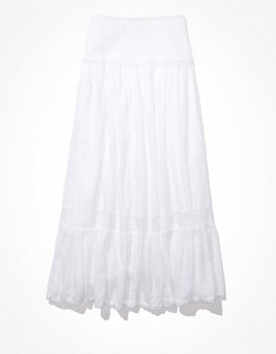 AE Smocked Waist Hi-Lo Midi Skirt