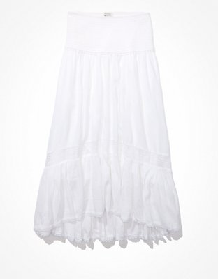 AE Smocked Waist Hi-Lo Midi Skirt