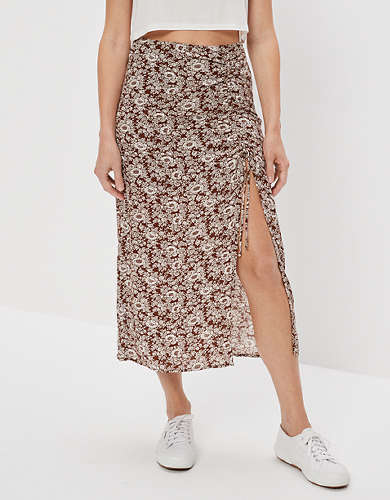 AE Floral Slip Midi Skirt