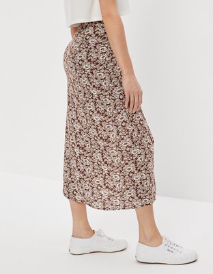 AE Floral Midi Slip Skirt