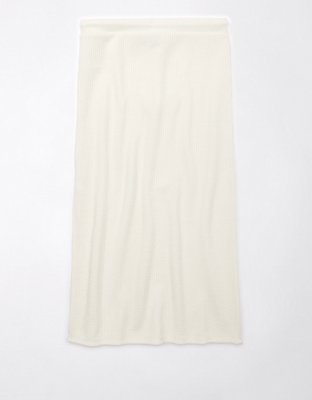 AE Stretch High-Waisted Ribbed Knit Midi Skirt
