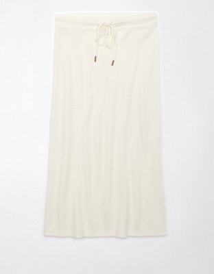 AE Stretch High-Waisted Ribbed Knit Midi Skirt
