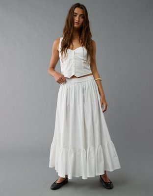 High waisted white skirt best sale