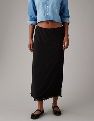 AE High-Waisted Mini Mesh Midi Skirt