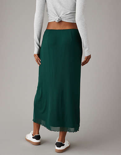 AE High-Waisted Mini Mesh Midi Skirt