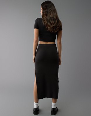 AE High-Waisted Sweater Slit Midi Skirt