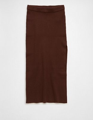 AE High-Waisted Sweater Slit Midi Skirt