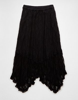 AE High-Waisted Handkerchief Hem Lace Maxi Skirt