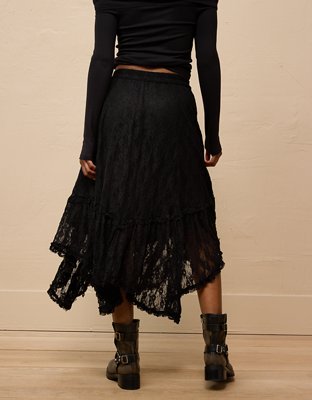 Женские юбки American Eagle AE High-Waisted Handkerchief Hem Lace Maxi Skirt — фото 2