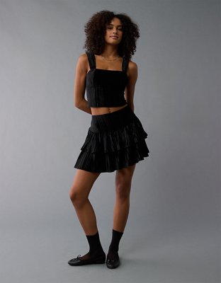 AE Velvet Tiered Mini Skirt