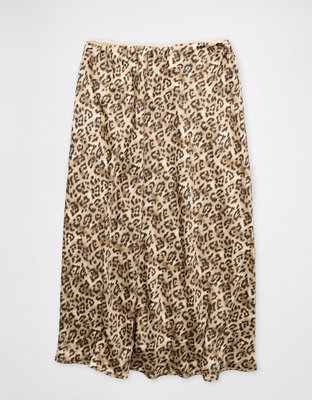 AE High-Waisted Satin Midi Slip Skirt