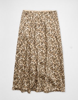 AE High-Waisted Satin Midi Slip Skirt