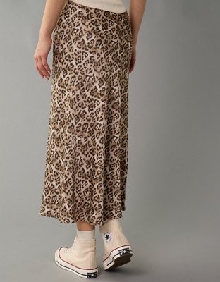 AE High-Waisted Satin Midi Slip Skirt