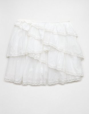 AE High-Waisted Asymmetrical Tiered Ruffle Mini Skirt