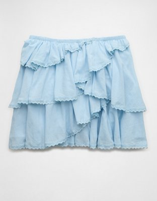 Minijupe à taille haute asymétrique à volants étagés AE