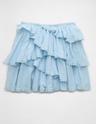 AE High-Waisted Asymmetrical Tiered Ruffle Mini Skirt