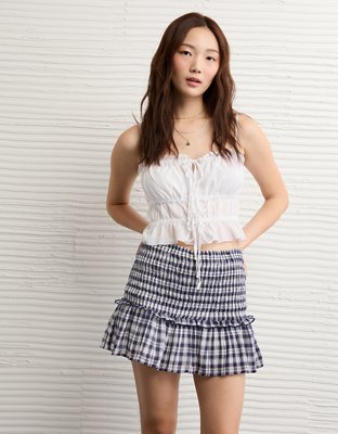 AE High-Waisted Smocked Mini Skirt