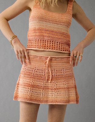 AE High-Waisted Crochet Mini Skirt