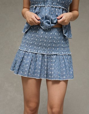 AE High-Waisted Smocked Mini Skirt