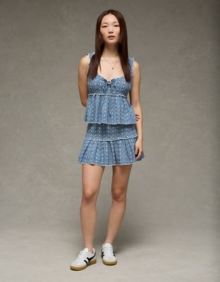 Minijupe à taille haute et smocks AE