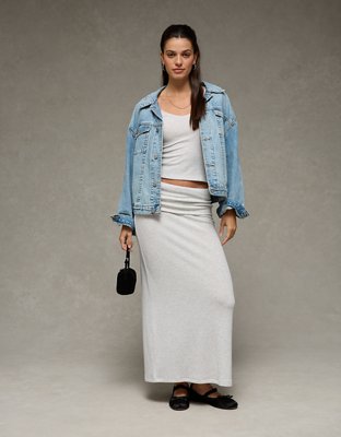 AE Cozy High-Waisted Foldover Maxi Skirt