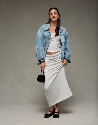 AE Cozy High-Waisted Foldover Maxi Skirt