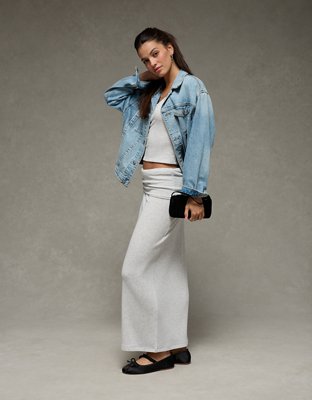 AE Cozy High-Waisted Foldover Maxi Skirt