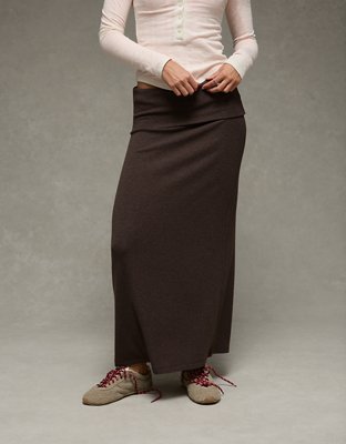 AE Cozy High-Waisted Foldover Maxi Skirt