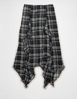 AE High-Waisted Plaid Maxi Skirt