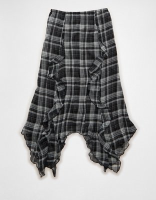 AE High-Waisted Plaid Maxi Skirt