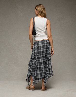 AE High-Waisted Plaid Maxi Skirt