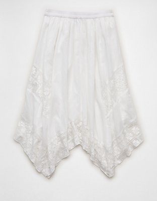 AE High-Waisted Lace Insert Midi Skirt