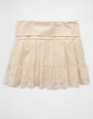 AE Mid-Rise Foldover Embroidered Mini Skort