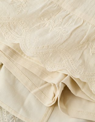 AE Mid-Rise Foldover Embroidered Mini Skort