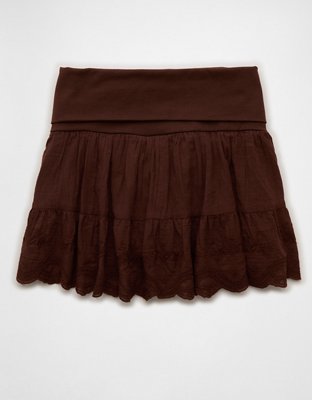 AE Mid-Rise Foldover Embroidered Mini Skort