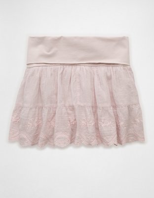 AE Mid-Rise Foldover Embroidered Mini Skort