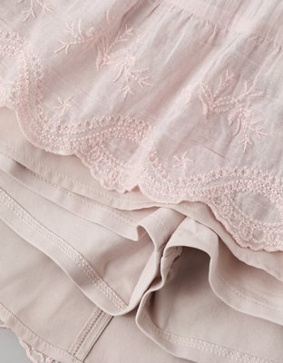 AE Mid-Rise Foldover Embroidered Mini Skort