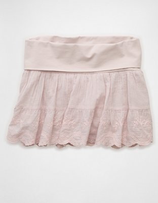 AE Mid-Rise Foldover Embroidered Mini Skort