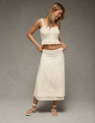 AE Stretch High-Waisted Midi Skirt