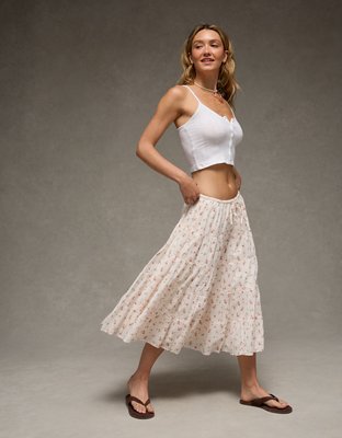 AE Tiered Midi Skirt | American Eagle