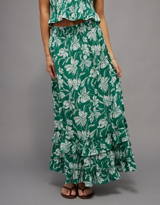 AE Mid-Rise Tiered Ruffle Maxi Skirt