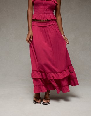 AE Mid-Rise Maxi Skirt con Volantes en Capas