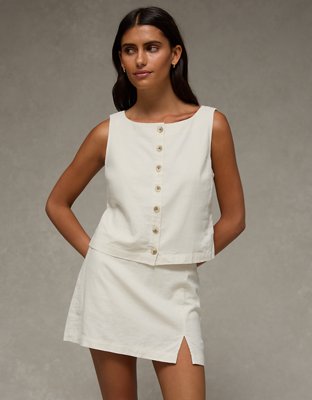AE Mid-Rise Linen-Blend Mini Skort
