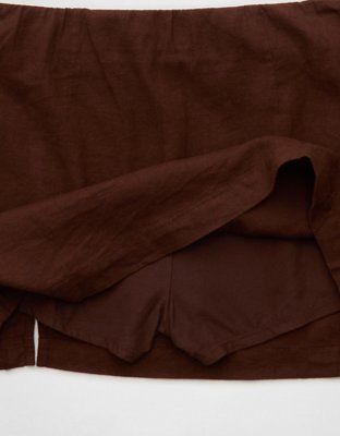 AE Mid-Rise Linen-Blend Mini Skort