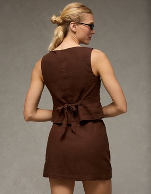 AE Mid-Rise Linen-Blend Mini Skort