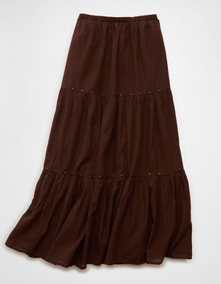 Jupe longue étagée à taille mi-haute AE